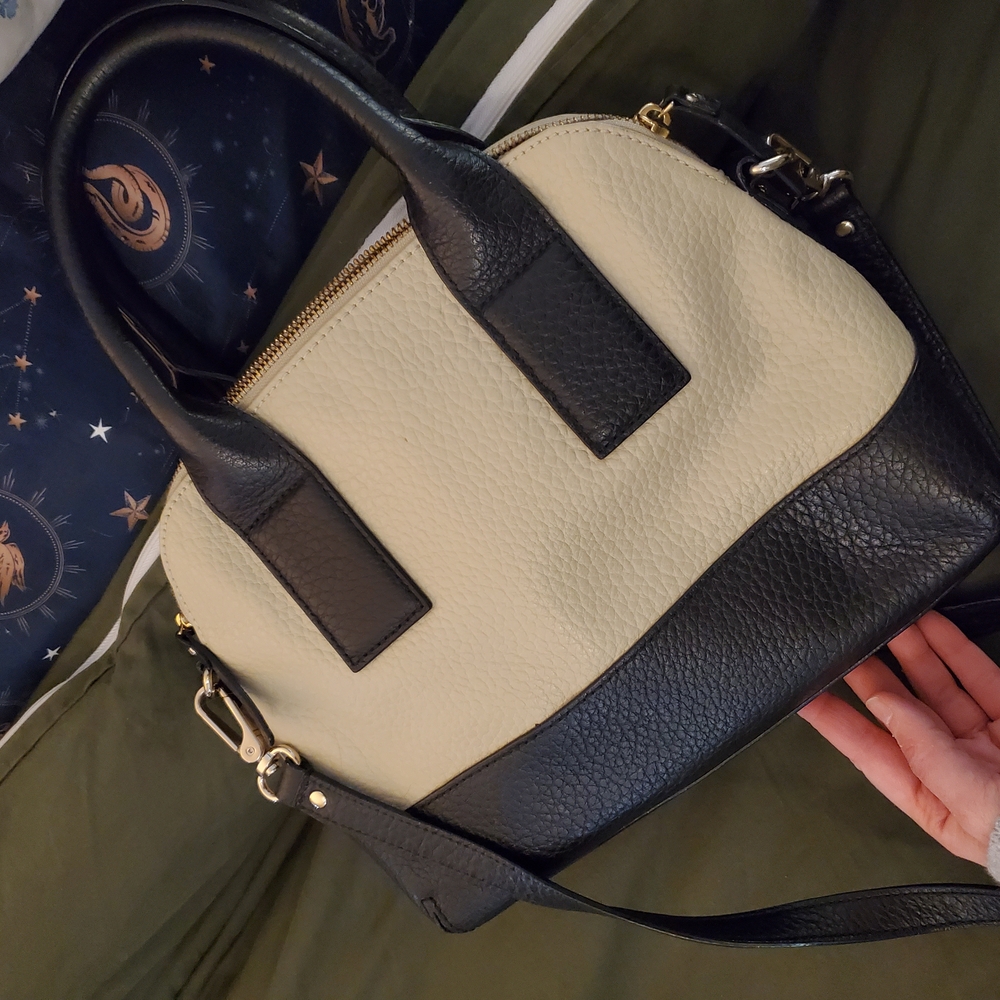 Kate Spade Pebbled Leather Black & Cream Medium Crossbody Bag - Picture 6 of 11